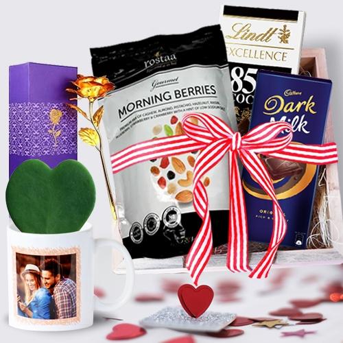 Marvelous Gift Hamper of Chocolate with Love Plant in Personalized Mug