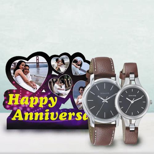 Alluring Personalized Photo Frame N Sonata Watch for Parents