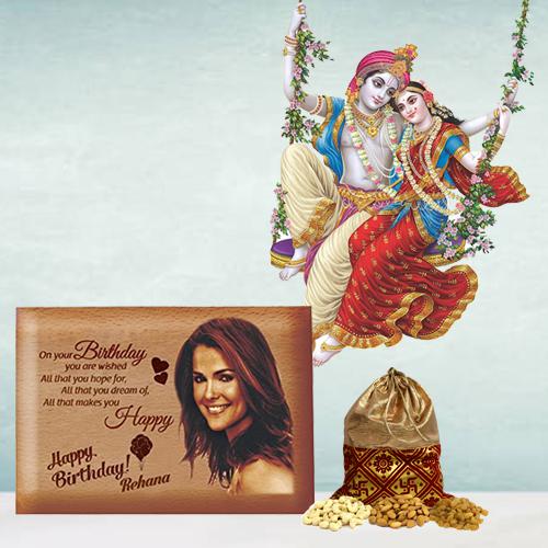 Brilliant Personalized Love Frame, Radha Krishna Sticker n Dry Fruits