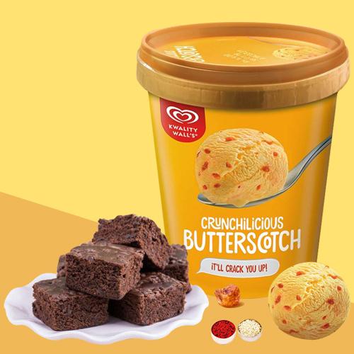 Lovely Butterscotch Ice Cream from Kwality Walls with Brownies
