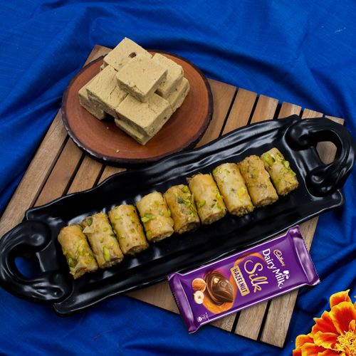 Blissful Selection of Roll Baklava with Cadbury Chocolate n Kaju Bite