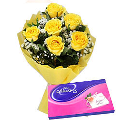 Cadbury Celebrations Pack N Yellow Roses Bunch
