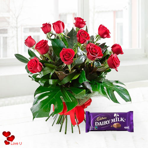 Exclusive Dutch Red Roses With Free Cadbury Chocolate