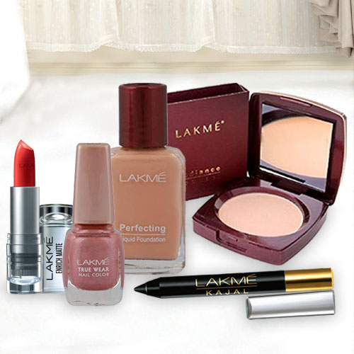 Attractive Compact, Nail Polish, Lipstick, Foundation and Kajal from Lakme