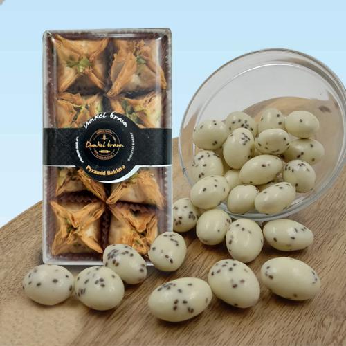 Ideal Gift of Kulfi Flavor Almonds with Pyramid Baklawa