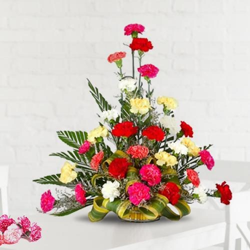 Elegant 30 Mixed Carnations Floral Arrangement