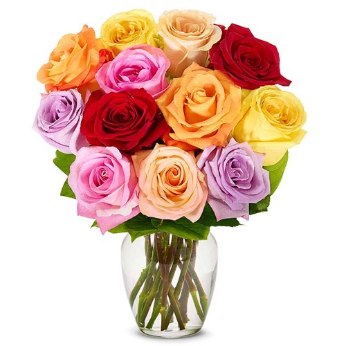 Pretty Assorted Roses in Vase