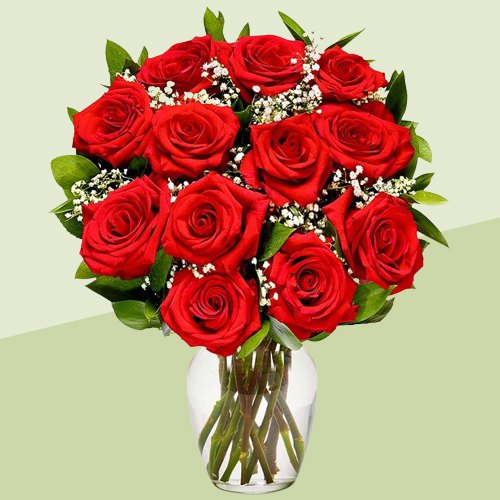 Stunning Red Roses in a Glass Vase