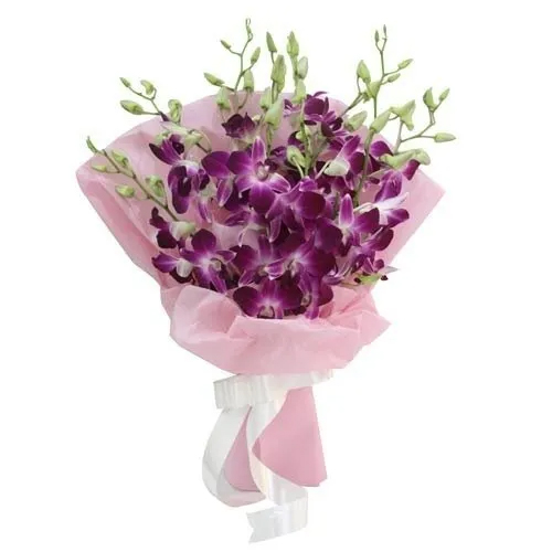 Stunning Bouquet of Purple Orchids