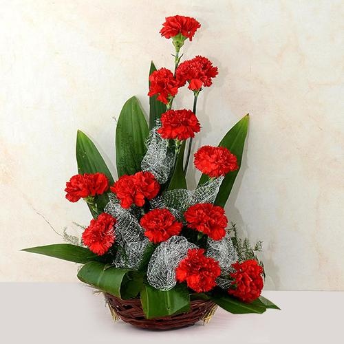 Eye-Catching Arrangement of Red Carnations