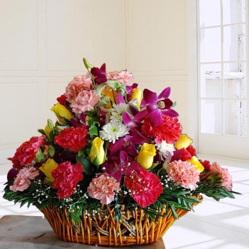 Delightful 40th Birthday Celebration Basket of Mixed Flowers