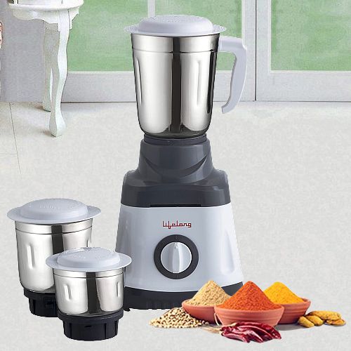 Enticing Lifelong 3 Jars Mixer Grinder in White and Grey