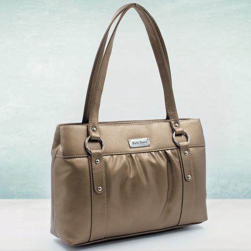Trendsetting Golden Color Vanity Bag for Ladies