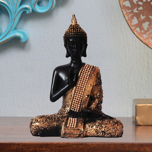 Hand-Creative Meditating Lord Buddha Polyresin Idol
