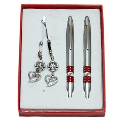 Exclusive Twin Pen with Key Ring N Mobile Ring Gift Set