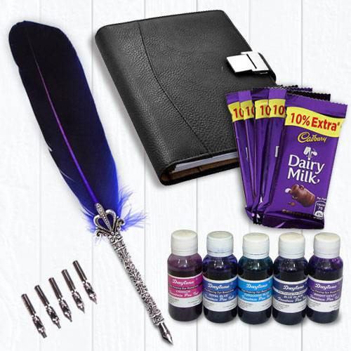 Wonderful Calligraphy Quill Set with Ink n Chocolates