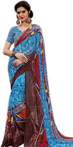 Appealing Ladies Special Marbel Chiffon Saree in vibrant colors