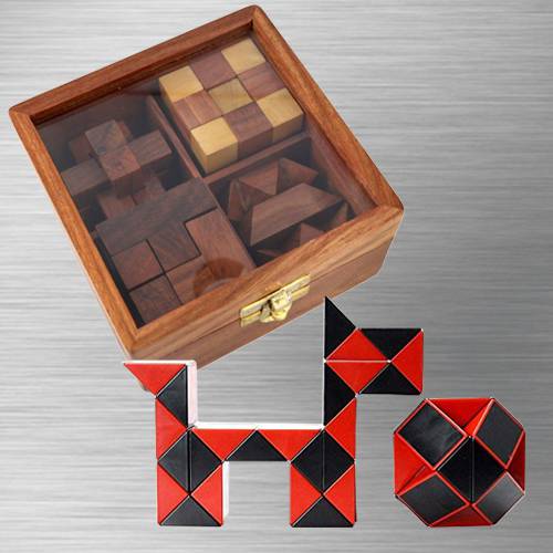 Exclusive 4-in-1 Wooden Puzzle Games Set with Cubelelo ShengShou Cube