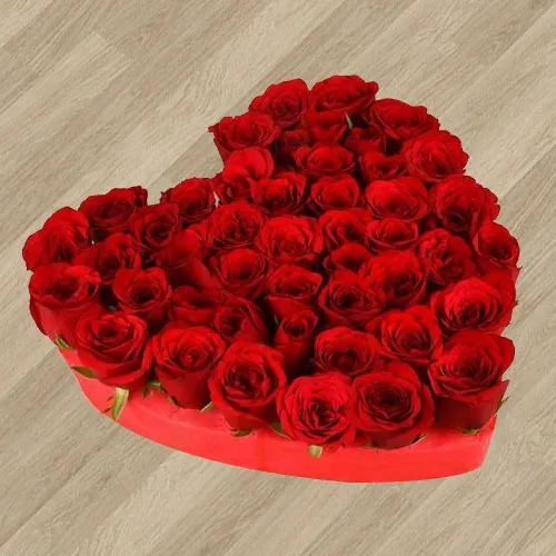 Lovely Arrangement of Heart Shaped Red Roses