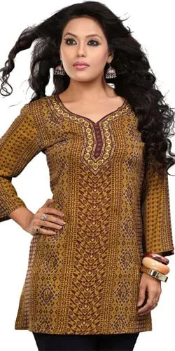 Extravagant Coloured Crepe Silk Printed Kurti (Yellow)