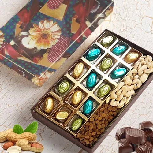 Flavorsome Assorted Homemade Chocolates with Dry Fruits