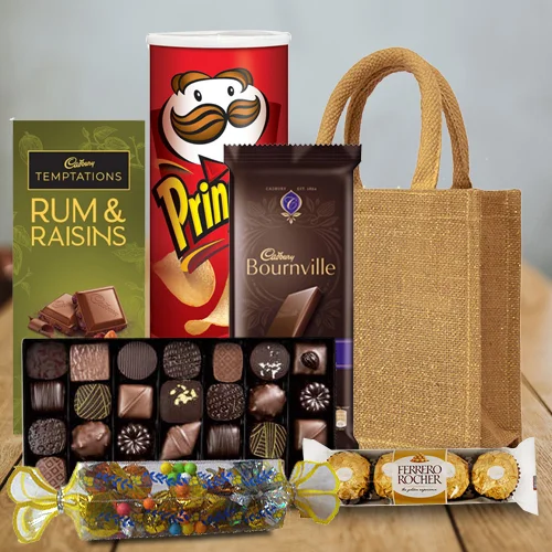 Amazing Chocolates Hamper in a Jute Bag