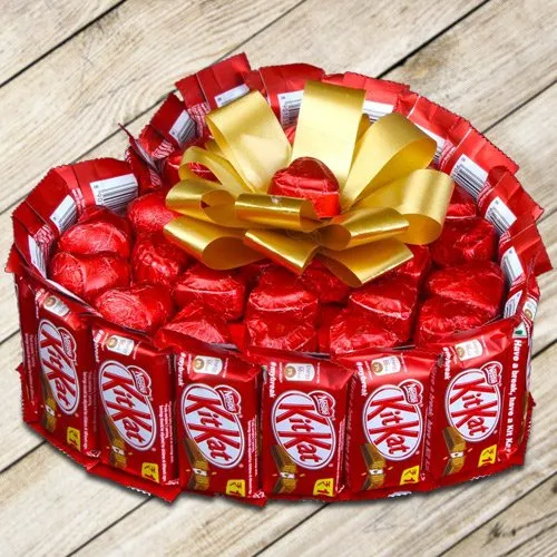 Kitkat N Handmade Chocolates Heart Shaped Arrangement