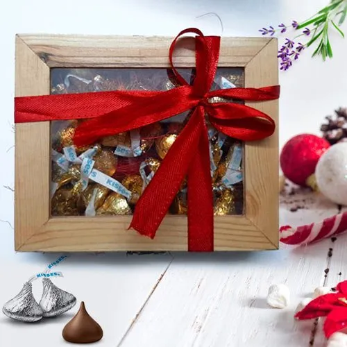 Delectable Hersheys Kisses in Wooden Box