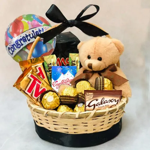 Exquisite Basket of Chocolates N Teddy