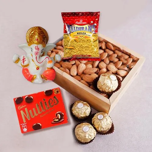 Magnificent Almonds n Chocolates with Marble Ganpati Combo