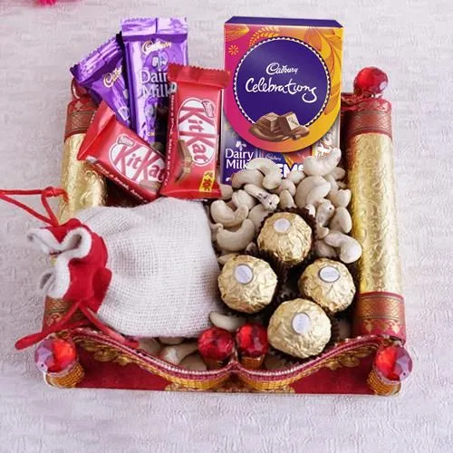 Lovely Gift of Cashew Potli with Chocolate Assortments