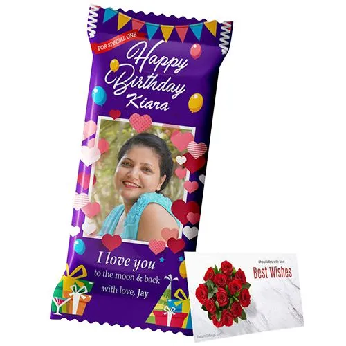 B-day Treat of Personalized Chocolate with Card