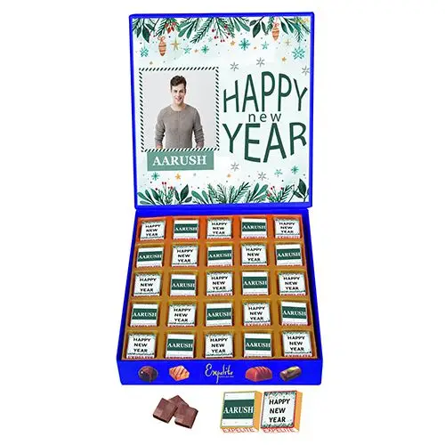Exotic Personalized New Year Chocolates Box