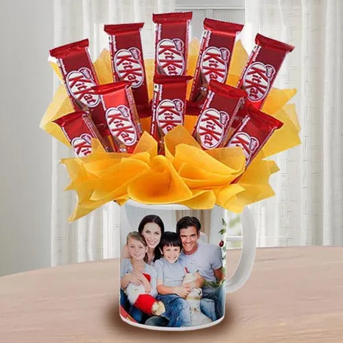 Delightful Kitkat Arrangement in Personalized Coffee Mug