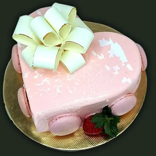 Heart Shape Strawberry Fondant Cake