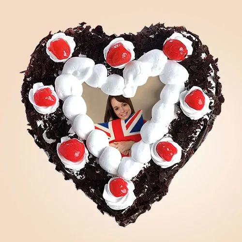 Heart Shape Black Forest Photo Cake