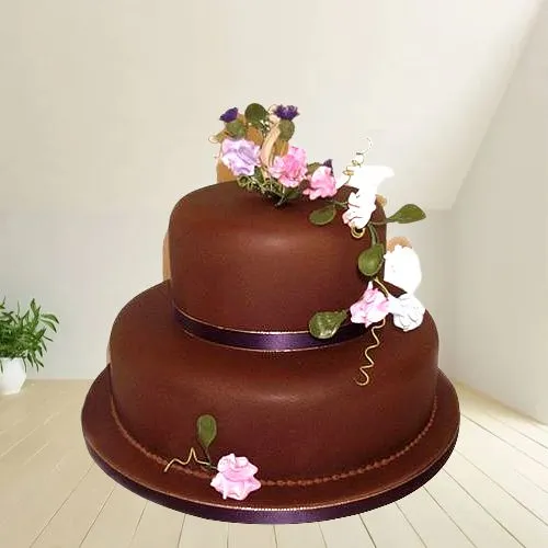 Scrumptious 2 Tier Chocolate Fondant Cake