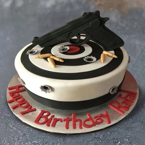 Remarkable Eggless Gun Theme Cake