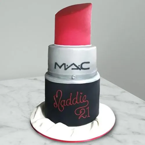 Exquisite M.A.C Lipstick Design Chocolate Cake