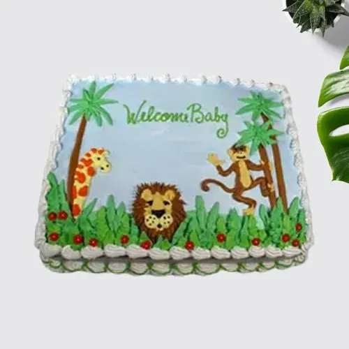 Luscious Eggless Forest Design Chocolate Cake with Animals