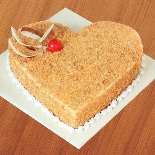 Delectable Butter Scotch Cake in Heart Shape