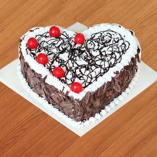 Delectable Heart Shaped Black Forest Cake