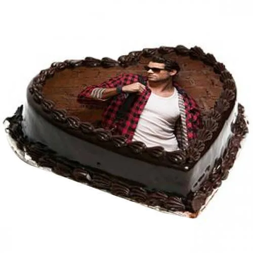 Yummy Chocolate Photo Cake in Heart Shape