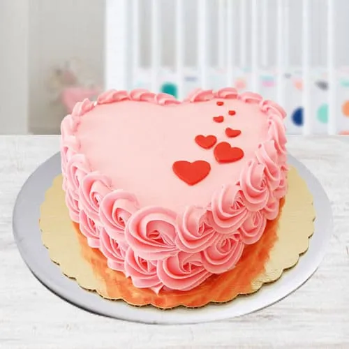 Tasty Heart Shaped Strawberry Cake