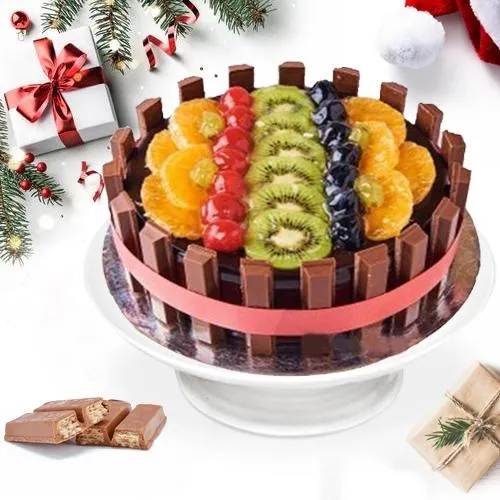 Sensational KitKat N Fresh_Fruits Cake Delight