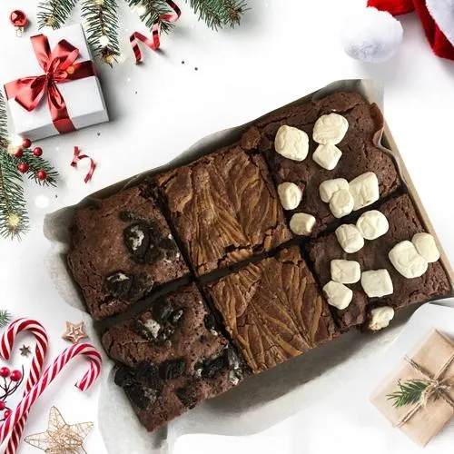Savory Treat of 6 Fresh Baked Brownie for Xmas