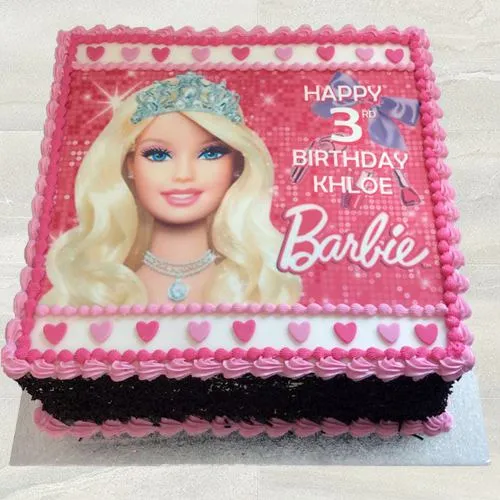 Fresh Baked Barbie Photo Cake for Children