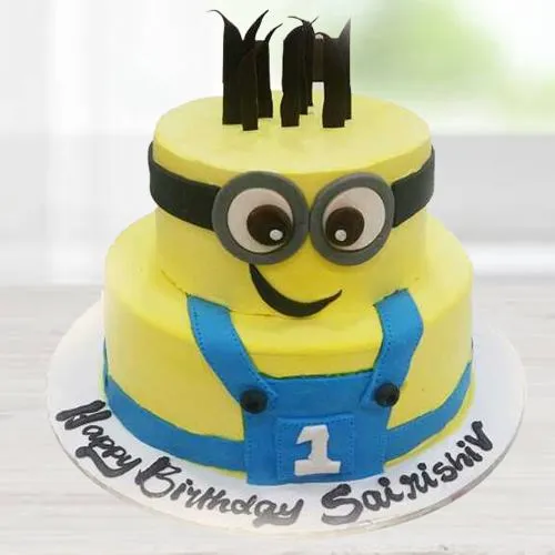 Lip Smacking Two Tier Minion Cake