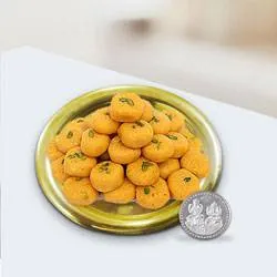 Haldirams Ladoo N Gold Plated Thali  Free Coin