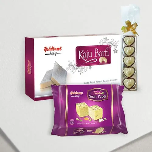 Chocolates with Haldirams Soan Papdi N Kaju Katli